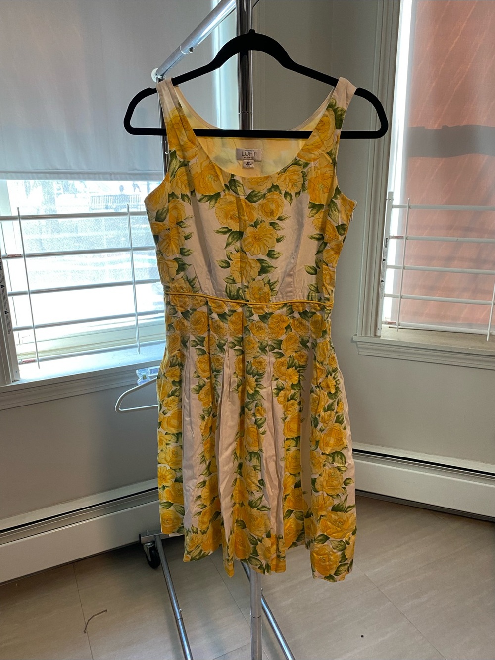 LOFT Yellow and Green Floral Dress